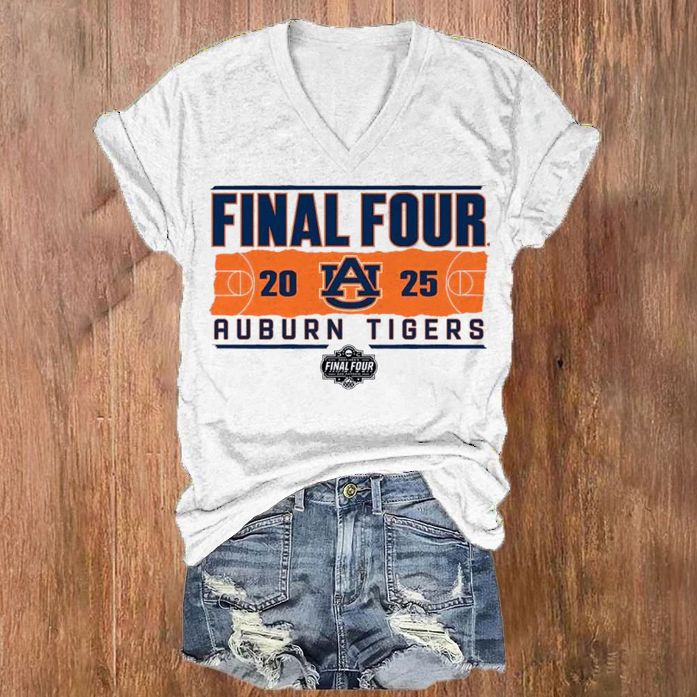 Auburn Tigers 2025 NCAA Men's Basketball Tournament March Madness Final Four V-neck T-Shirt-1