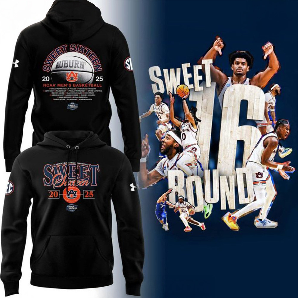 Auburn Tigers Men's Basketball Sweet 16 Hoodie Auburn Tigers Merch Unique Father's Day Gifts-1