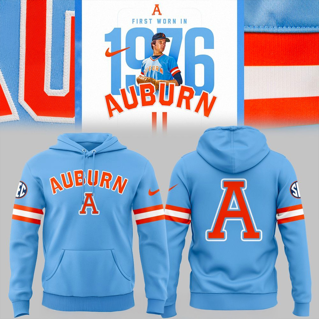 Auburn Tigers Throwback 1976 Blue Hoodie Tigers Merch Christmas Presents For Boyfriend-1