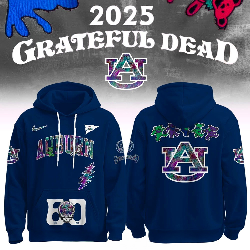 Auburn Tigers x Grateful Dead 60th 1965 2025 Hoodie Tigers Merch Christmas Presents For Dad-1