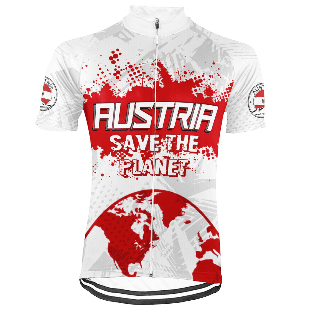 Austria Save The Planet Short Sleeve Cycling Jersey For Men And Women Gifts For Bike Lovers-1