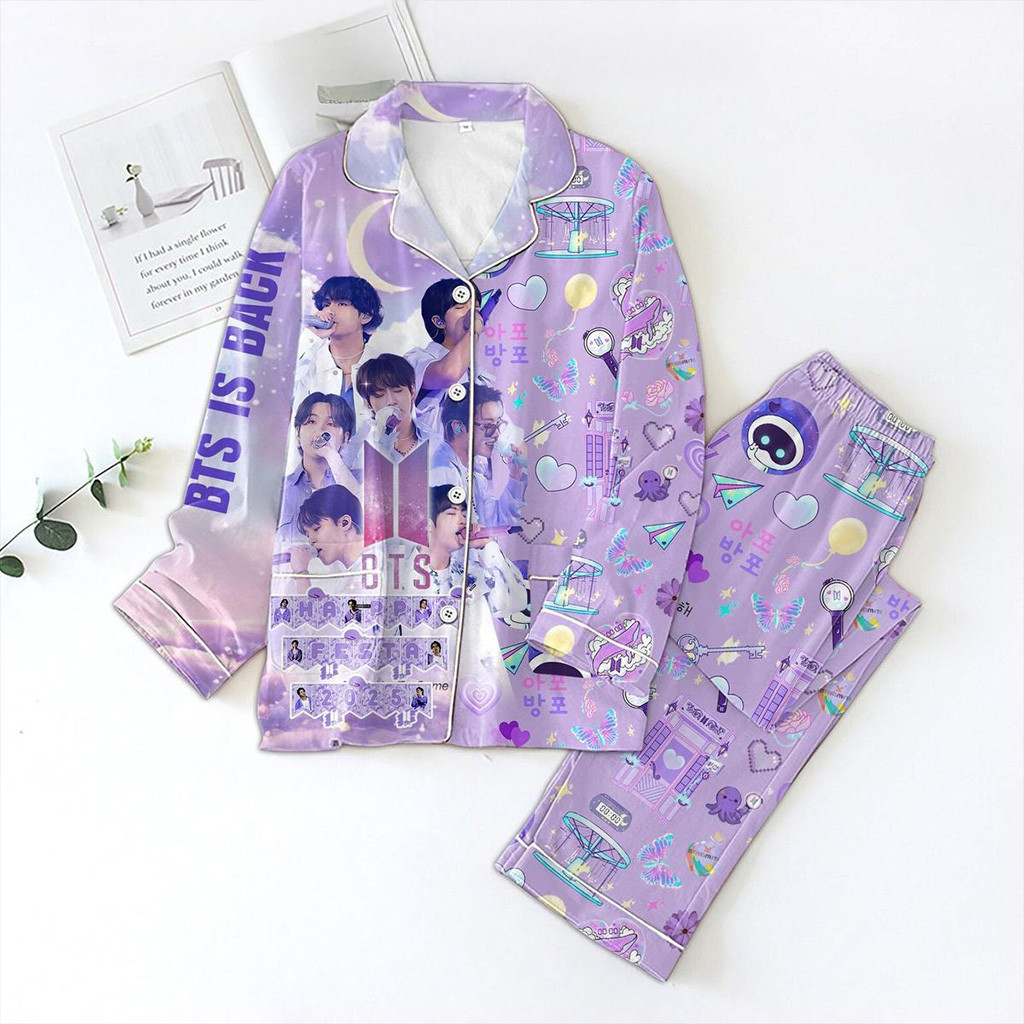 BTS Is Back Festa 2025 Pajamas Set BTS Merch Gifts For Girlfriend-1 BTS Is Back Festa 2025 Pajamas Set BTS Merch Gifts For Girlfriend-1