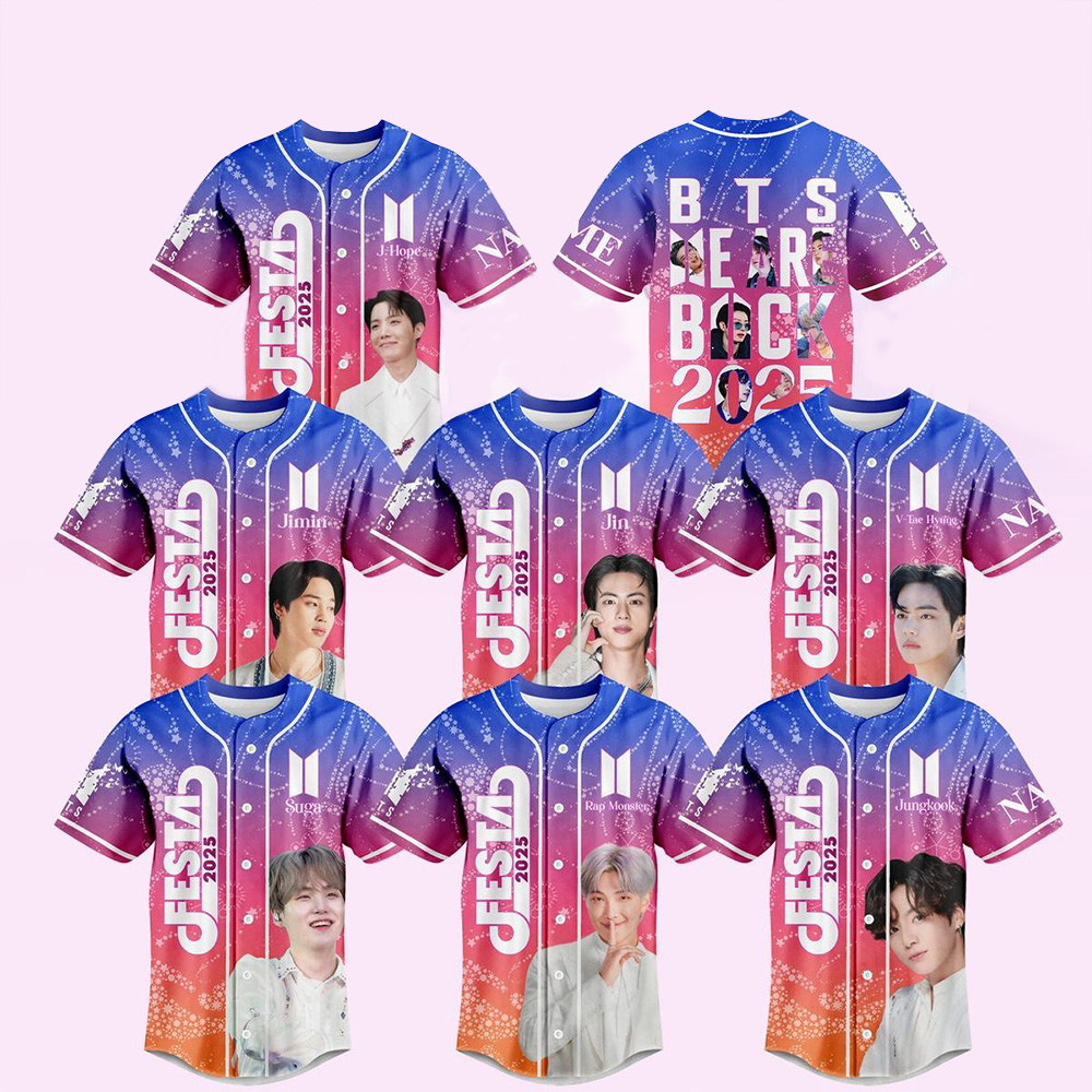 BTS We Are Back Festa 2025 Baseball Jersey BTS Merch Gifts For People Who Like Music-1