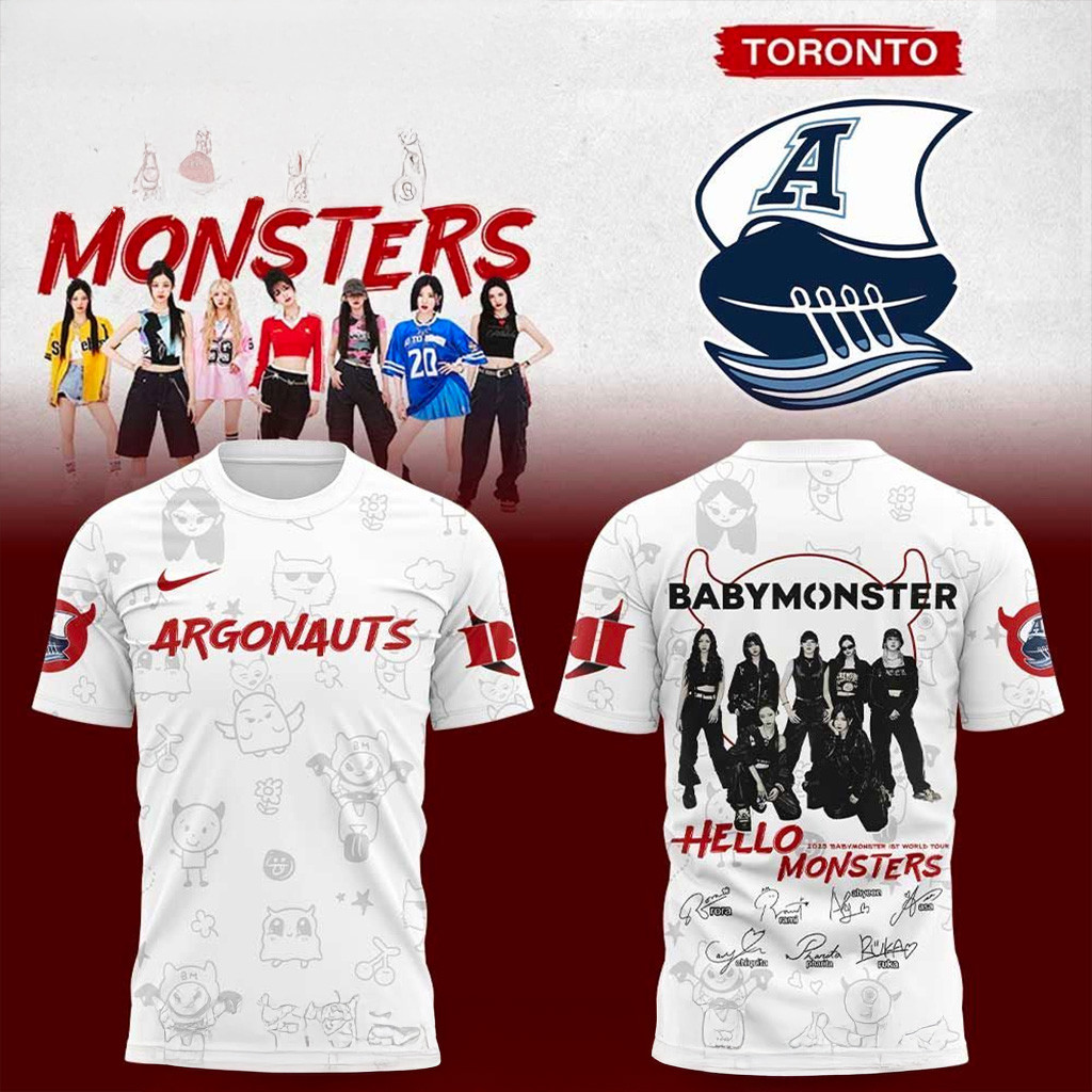 Babymonster 1st World Tour 2025 X Toronto Argonauts Signature T-Shirt Fan Merch Him Gifts-1