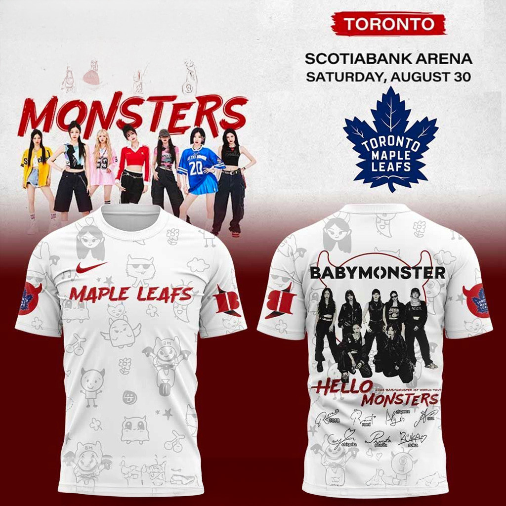 Babymonster 1st World Tour 2025 X Toronto Maple Leafs Signature T-Shirt Leafs Merch Fans Gifts-1