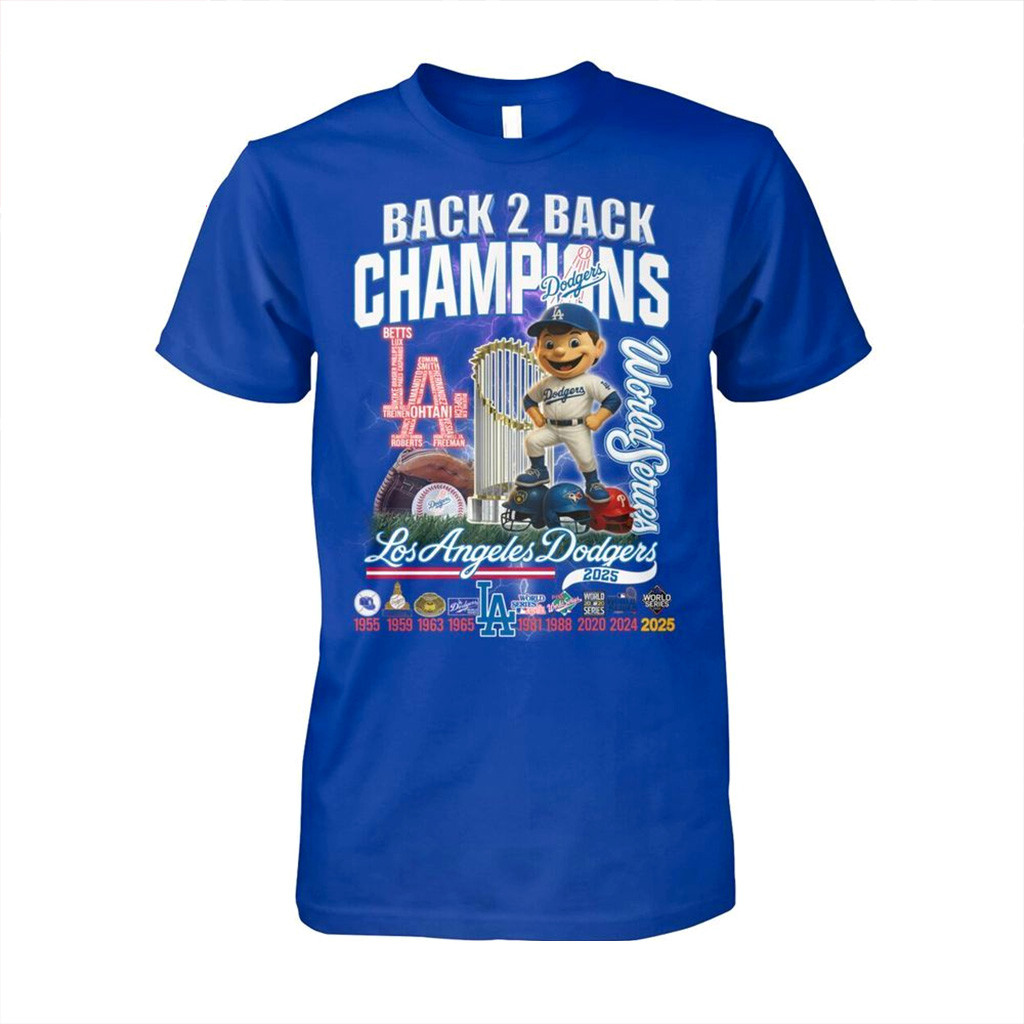 Back 2 Back Champions World Series 2025 Los Angeles Dodgers T-Shirt World Series Merch 2025-1