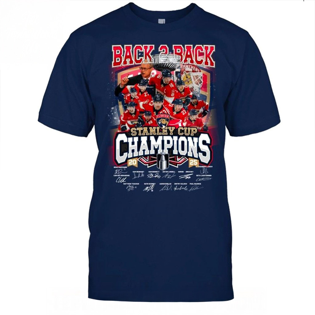 Back 2 Back Stanley Cup Champions 2025 Florida Panthers T-Shirt Gifts For Hockey Fan-1