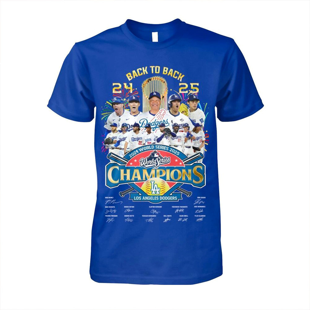 Back To Back 2025 World Series Champions Los Angeles Dodgers T-Shirt Dodgers World Series Merch-1