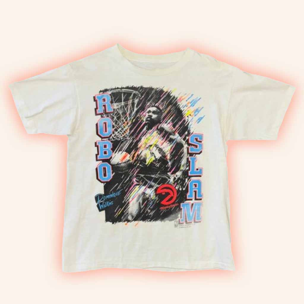 Back To The Basket Merch Keyshawn Mjt's Atlanta Hawks Dominique Wilkins Robo Slam T-Shirt-1