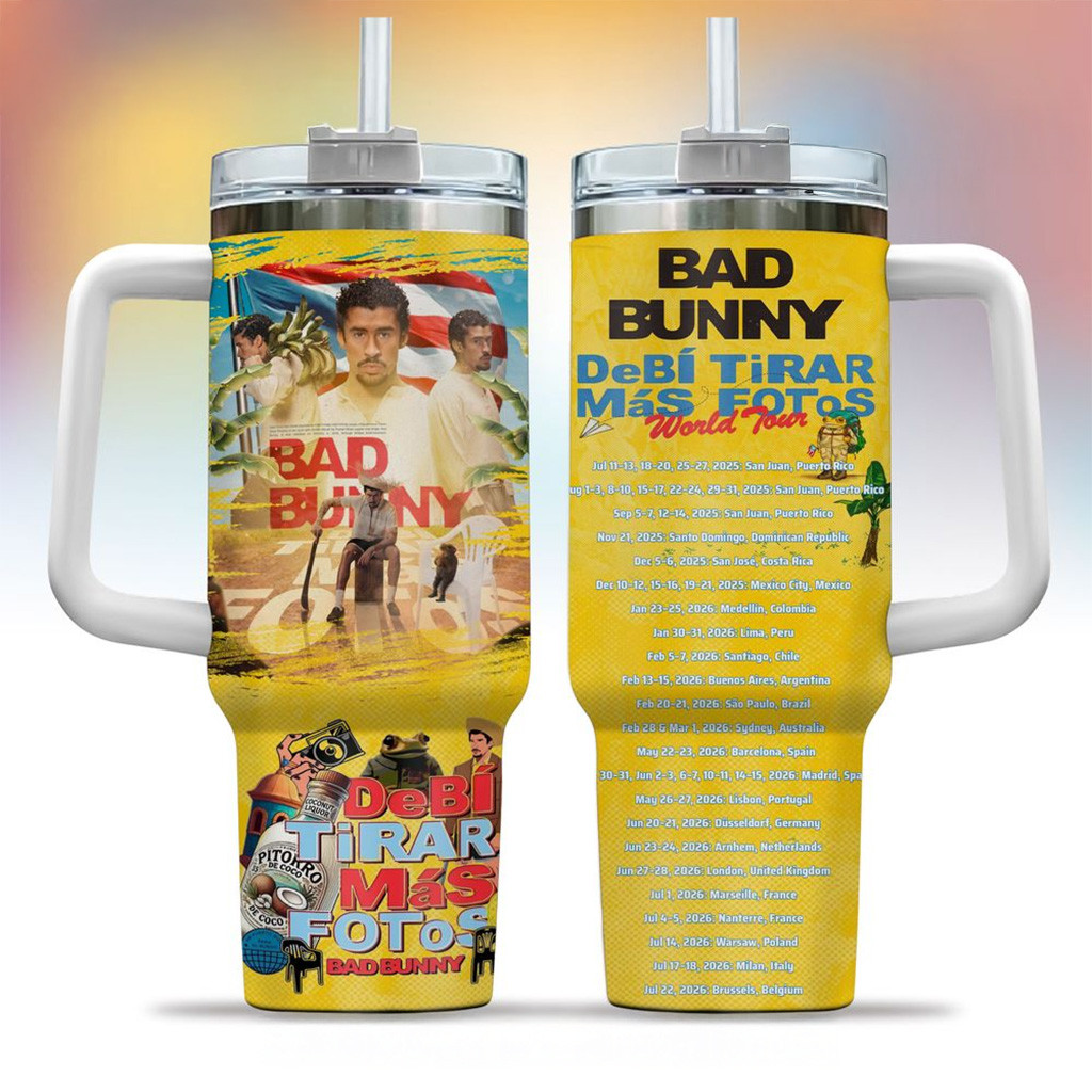Bad Bunny DeBi TiRAR MaS FOToS World Tour 2025 Stanley Tumbler Gifts For Fans-1
