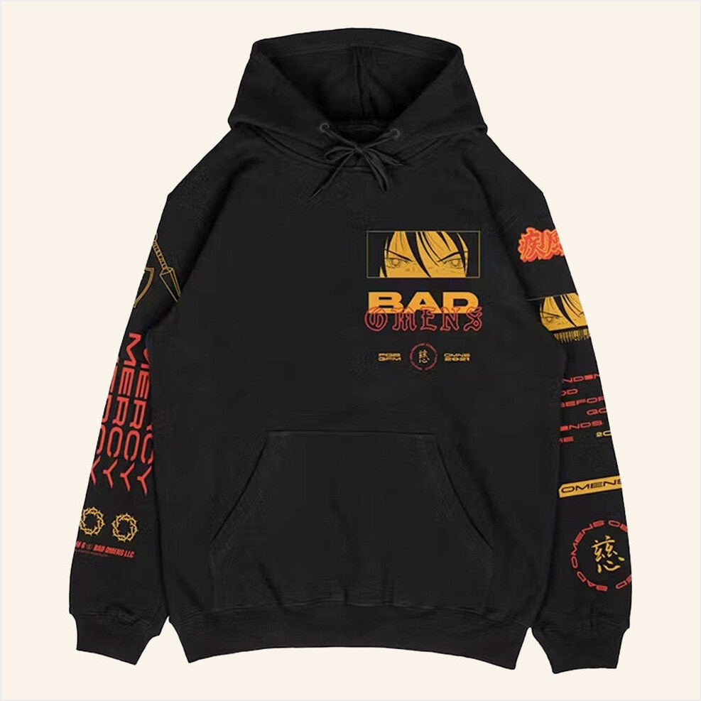 Bad Omens Merch Bad Omens Sharingan Black Hoodie Gifts For Boyfriend Birthday Gifts For Besties-1
