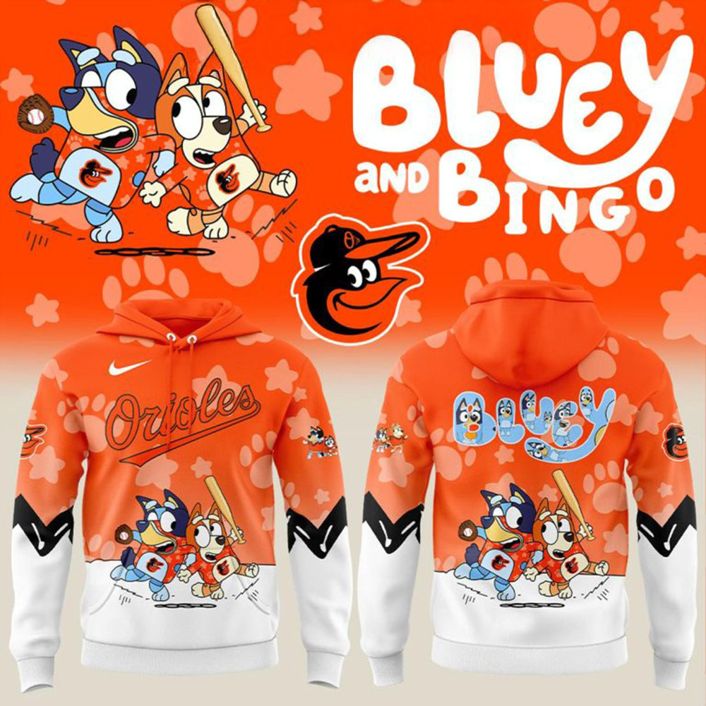 Baltimore Orioles Bluey And Bingo 2025 Hoodie Best Gifts For Basketball Fans-1