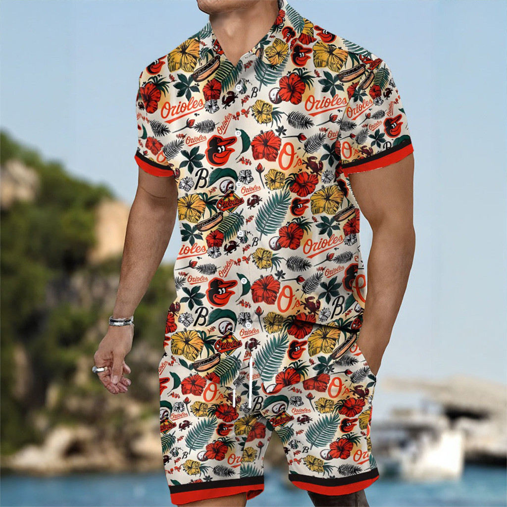 Baltimore Orioles Hawaiian Shirt And Short Sets Baltimore Orioles Merch Gifts For Baseball Fan-1