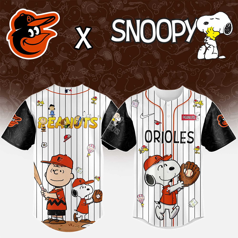 Baltimore Orioles MLB "75th Anniversary of Peanuts" Snoopy Jersey Gifts For Baseball Fans-1