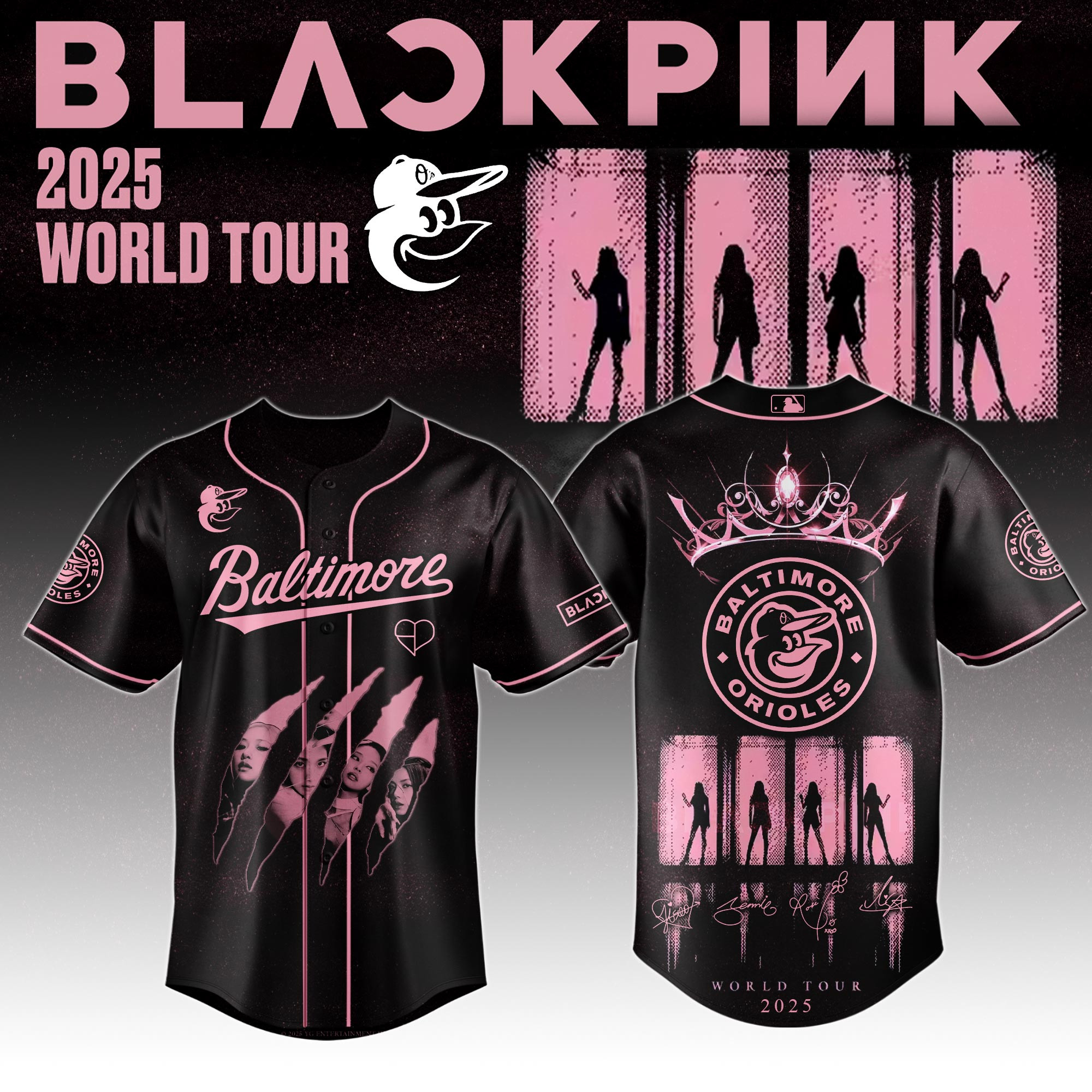 Baltimore Orioles Mlb X Black Pink World Tour Baseball Jersey For Fans Baltimore Orioles Merch-1