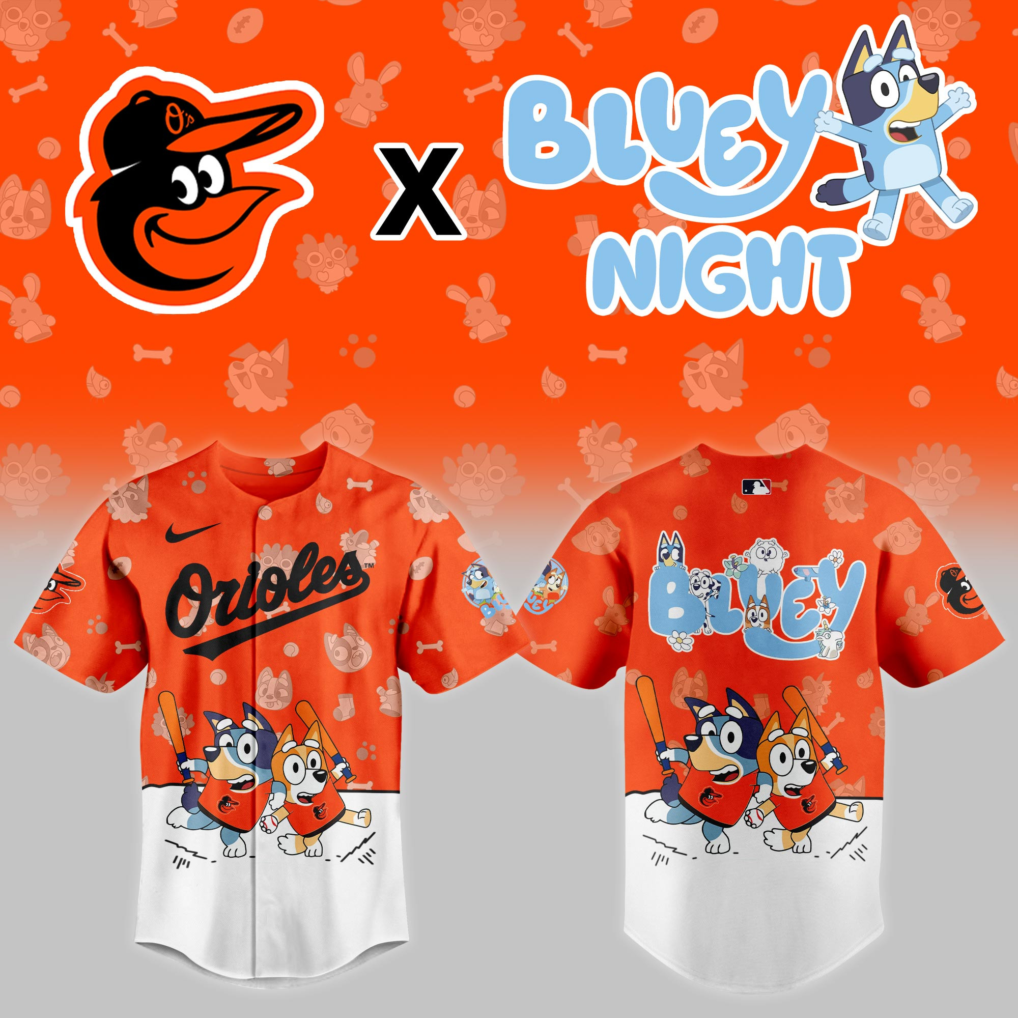 Baltimore Orioles Mlb X Bluey Night Baseball Jersey For Fan-1