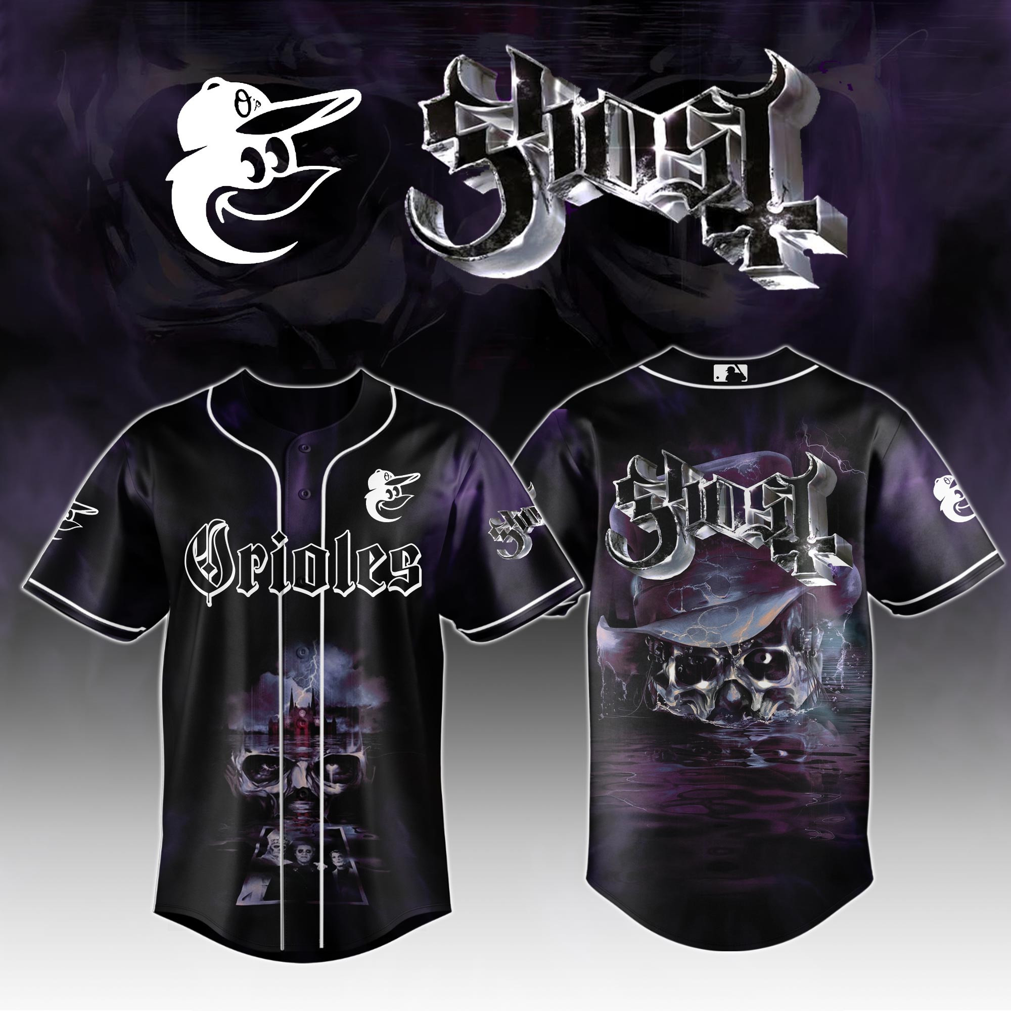 Baltimore Orioles Mlb X Ghost Skeletour World Tour Baseball Jersey For Fans-1