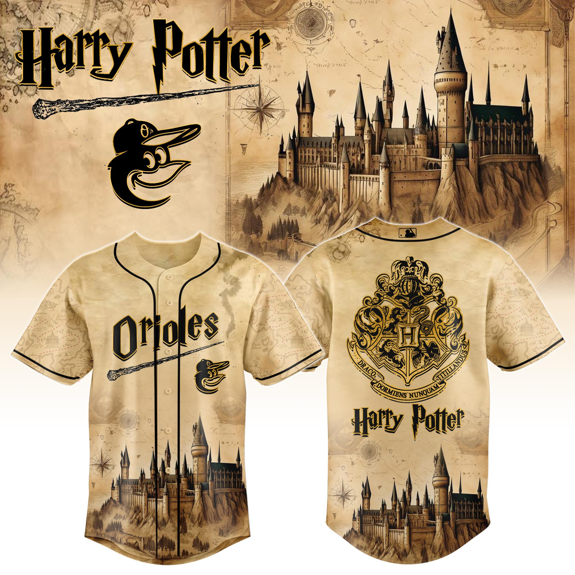 Baltimore Orioles Mlb X Harry Potter Hogwarts Baseball Jersey For Fan-1