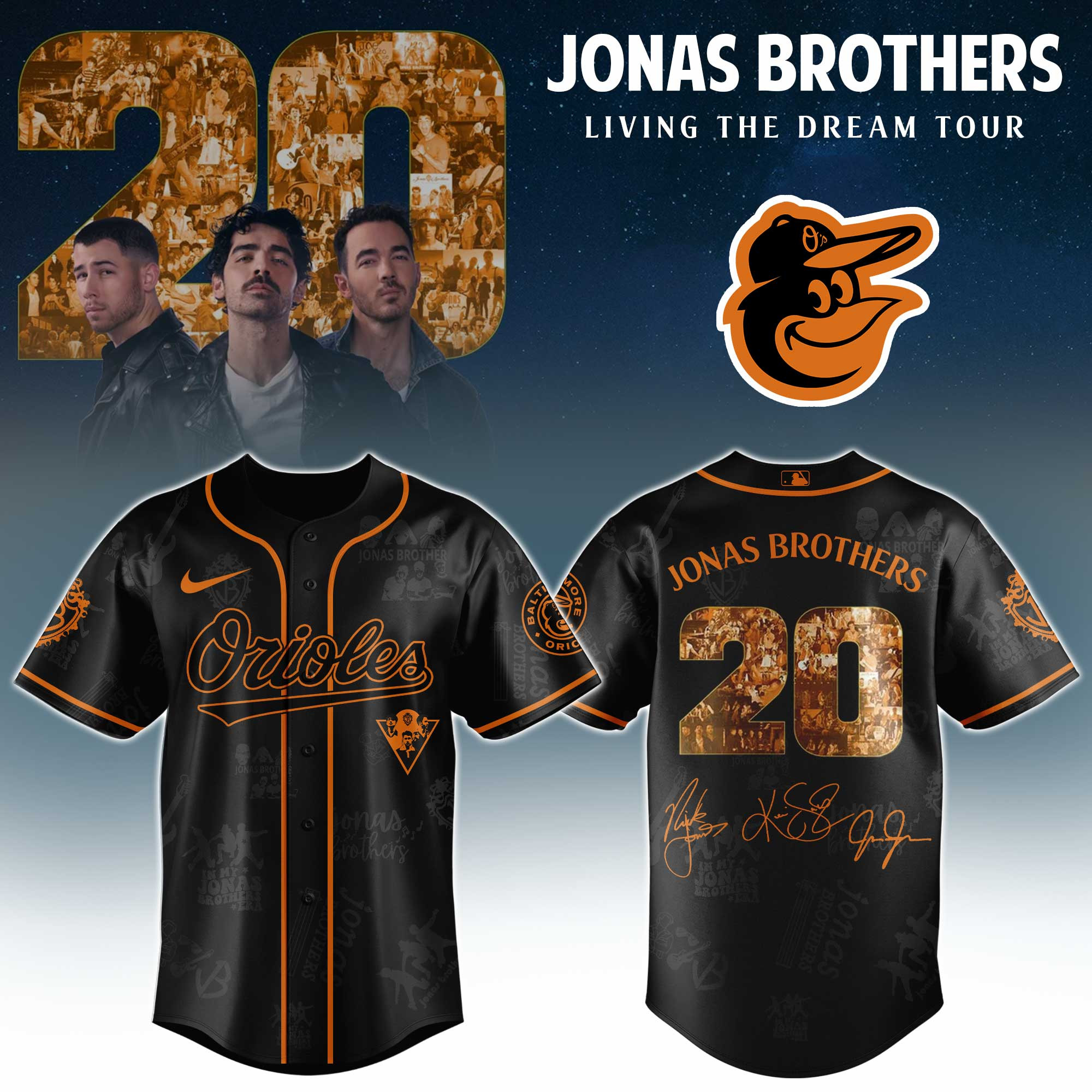 Baltimore Orioles Mlb X Jonas Brothers Tour Personalized Baseball Jersey For Fans-1