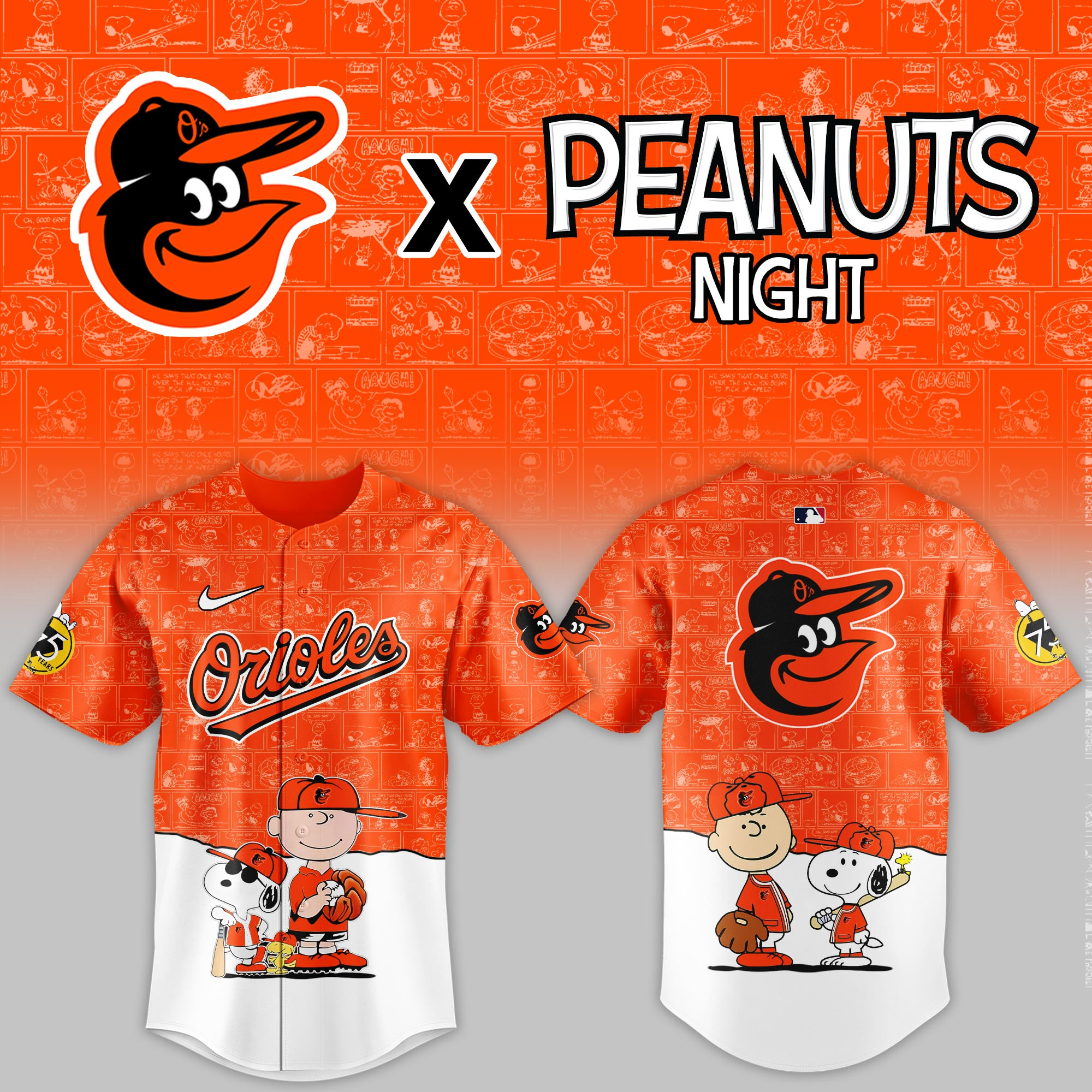 Baltimore Orioles Mlb X Peanuts Night Baseball Jersey For Fan-1