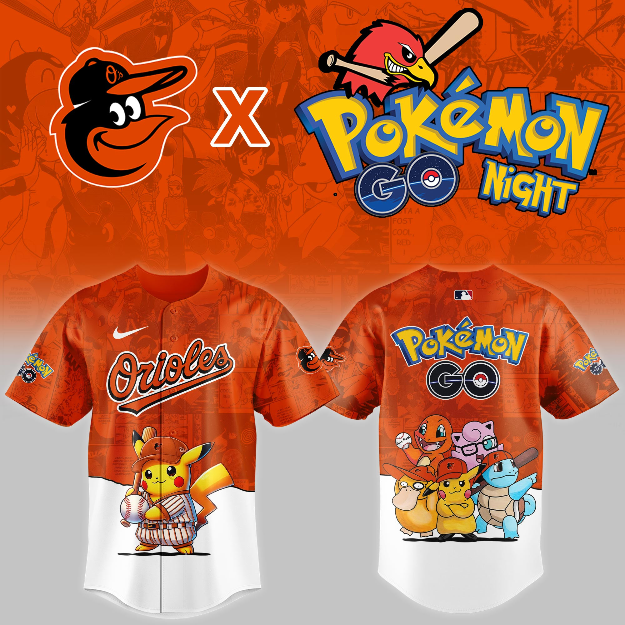 Baltimore Orioles Mlb X Pokemon Go Night Baseball Jersey For Fan-1