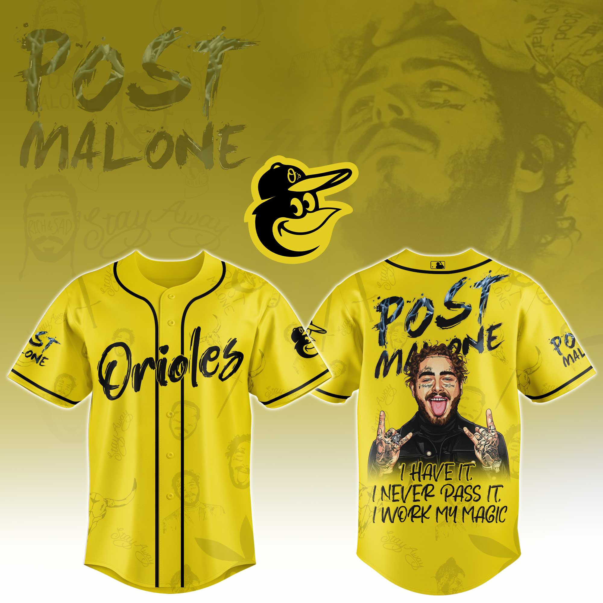 Baltimore Orioles Mlb X Post Malone Tour Baseball Jersey For Fans-1