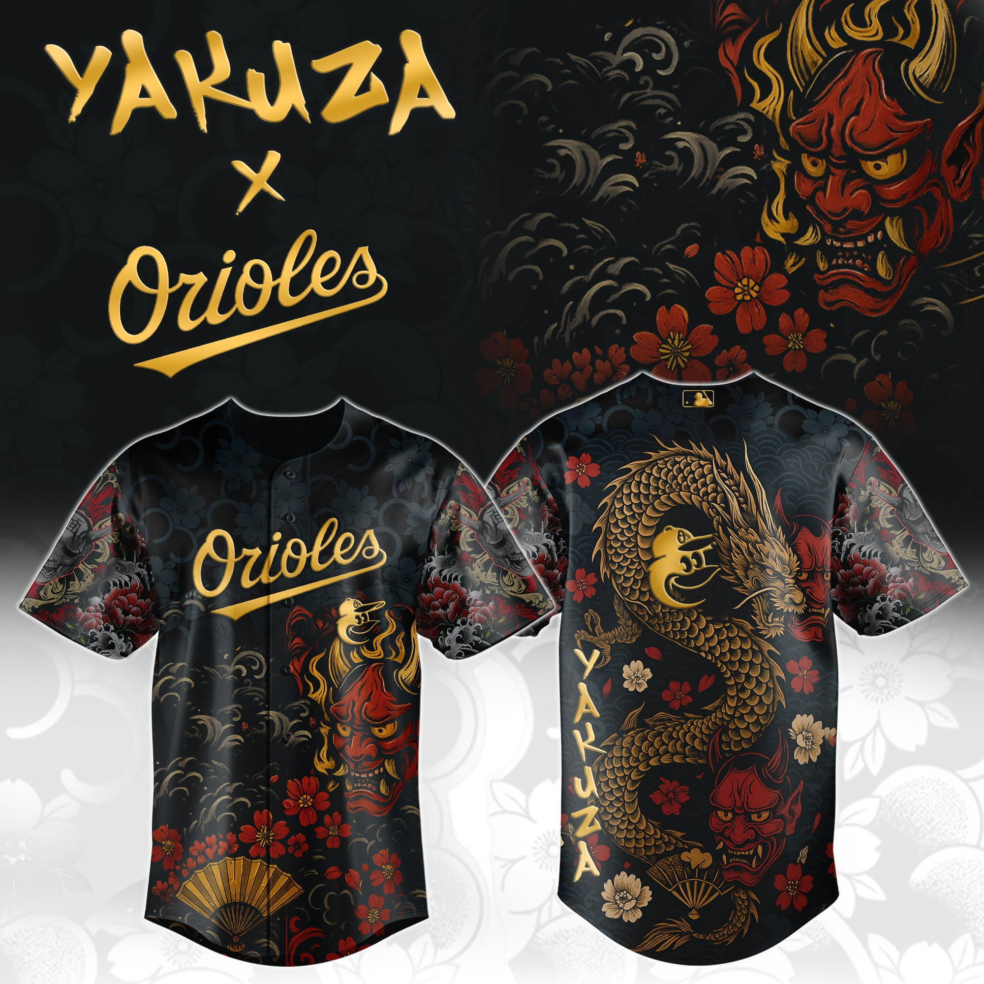 Baltimore Orioles Mlb X Yakuza Dragon Oni Baseball Jersey For Fans-1