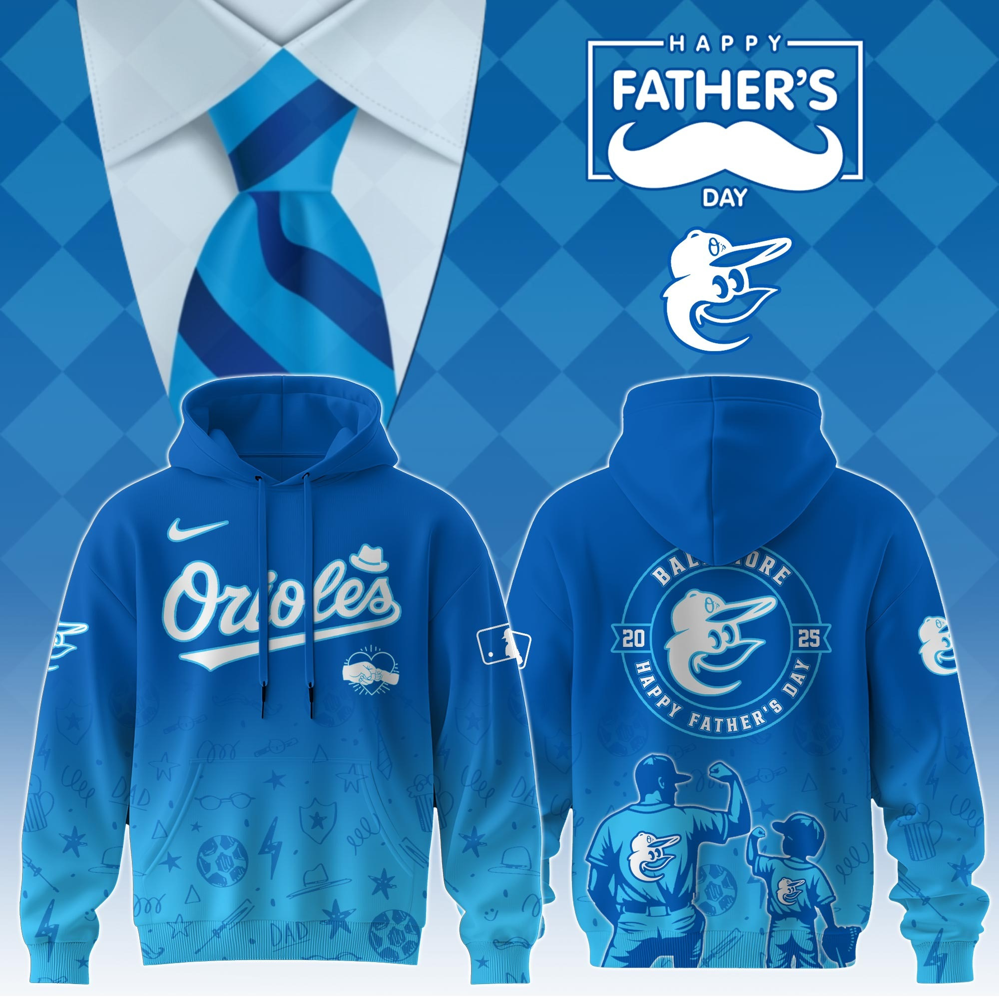 Baltimore Orioles Special Father's Day 2025 Limited Edition Hoodie Baltimore Orioles Merch-1