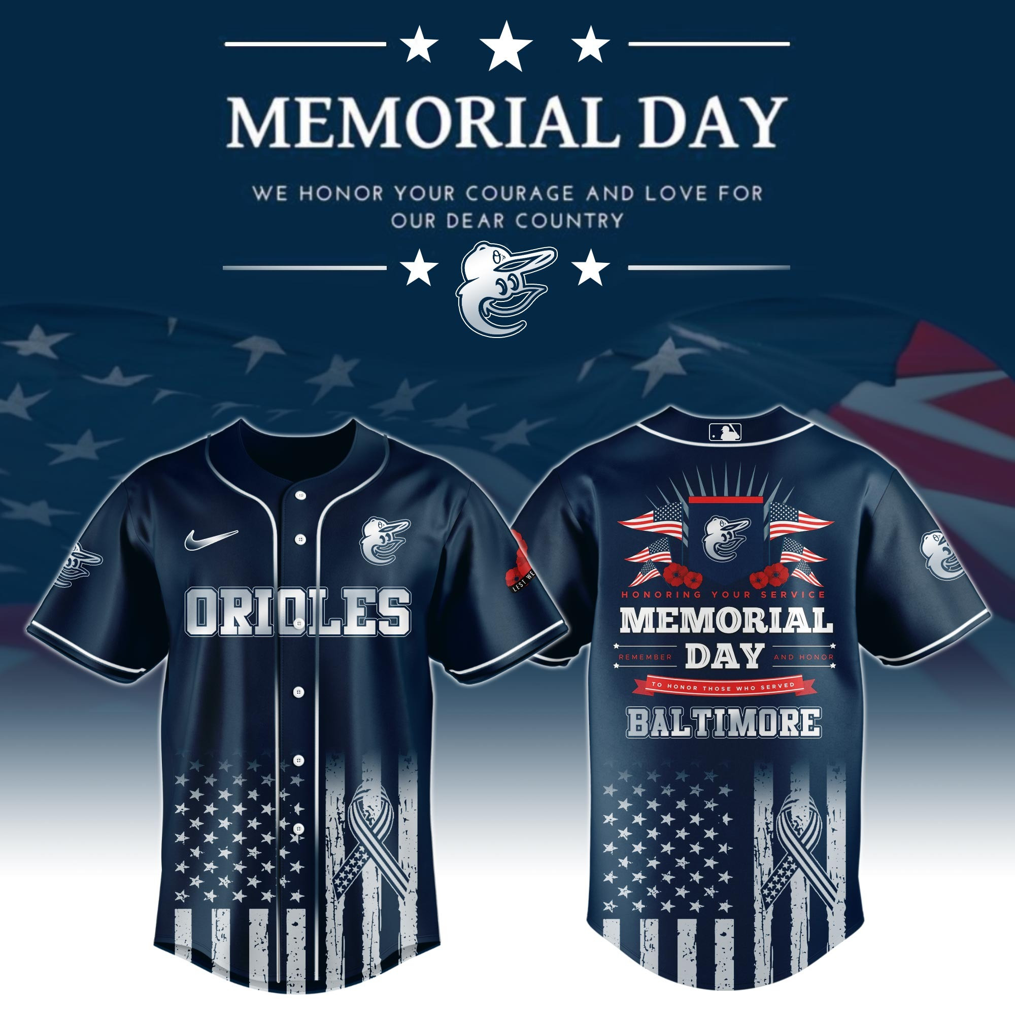 Baltimore Orioles Special Memorial Day Limited Edition Jersey Baltimore Orioles Merch-1