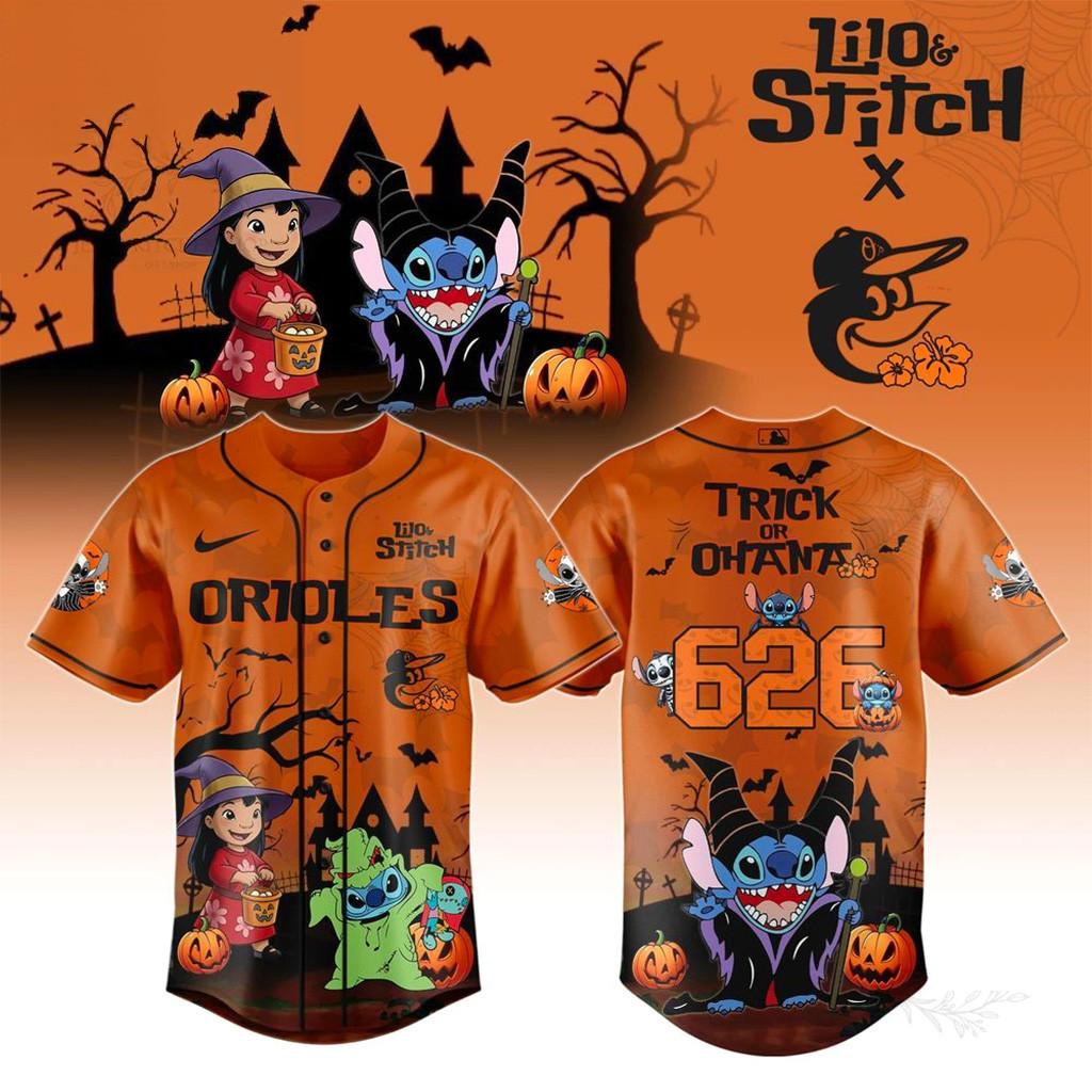 Baltimore Orioles X 626 Lilo Stitch Trick Or Treat Jersey Orioles Merch Halloween Gifts-1