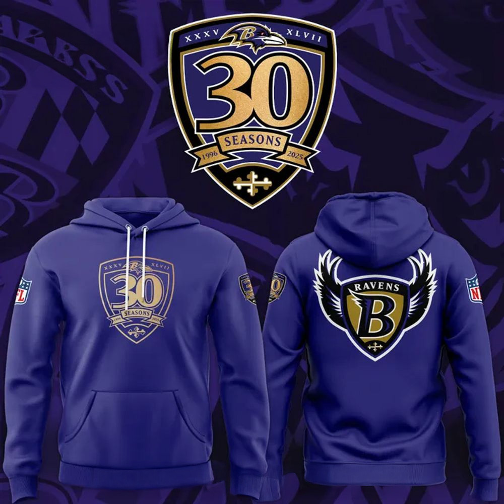 Baltimore Ravens Exclusive 30th Season Hoodie Baltimore Ravens Merch Great Father's Day Gifts-1