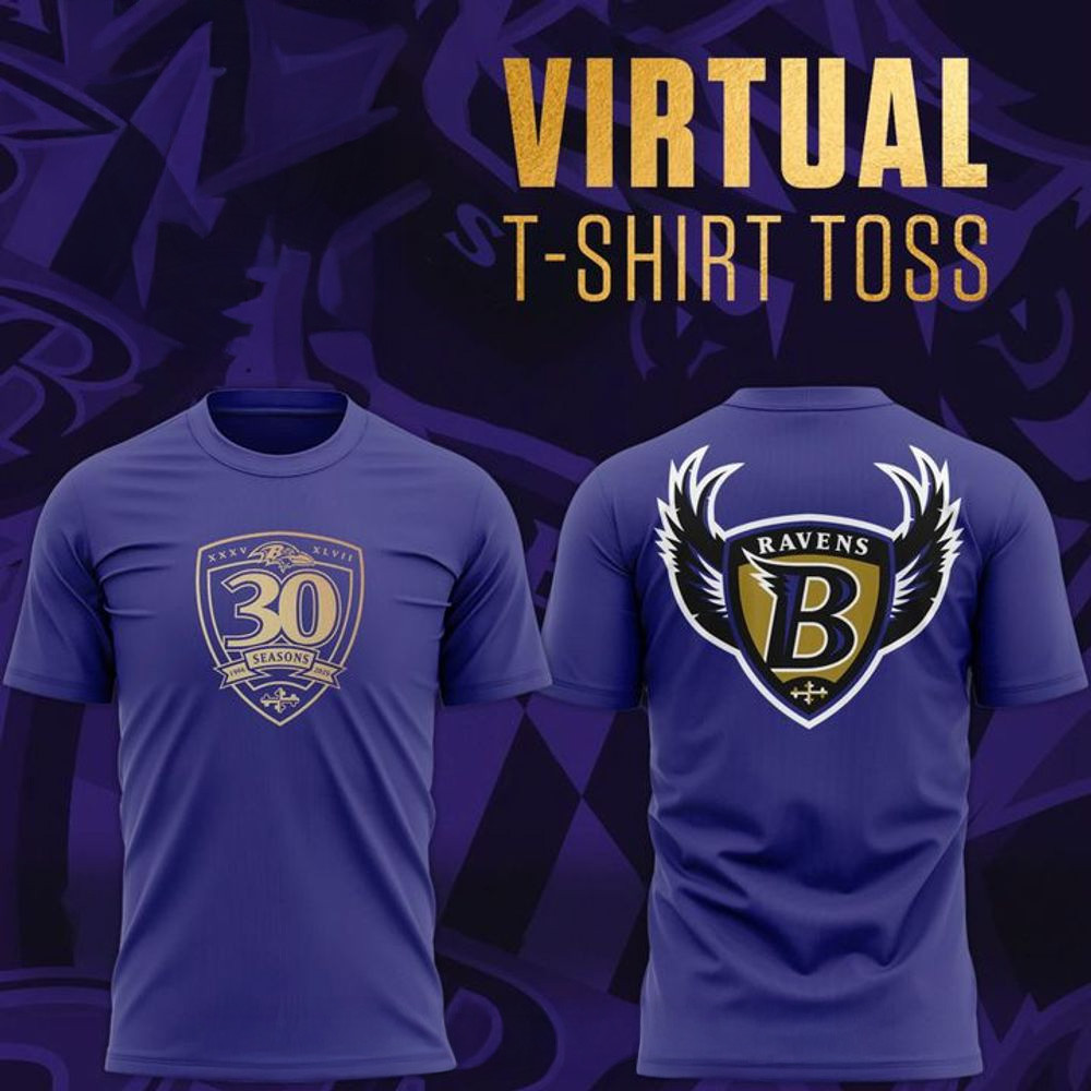 Baltimore Ravens Exclusive 30th Season T-Shirt Baltimore Ravens Merch Great Father's Day Gifts-1
