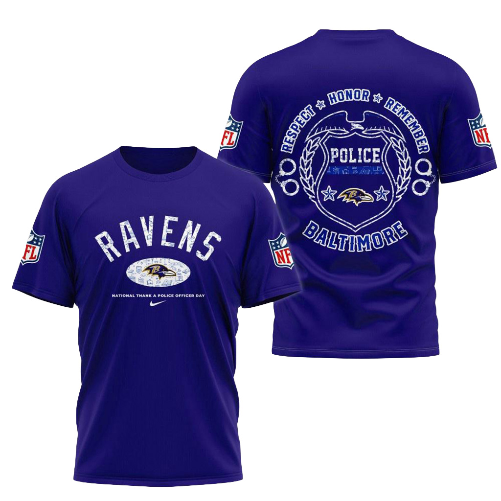 Baltimore Ravens National Thank A Police Officer Day Shirt Baltimore Ravens Merch Fans Gifts-1
