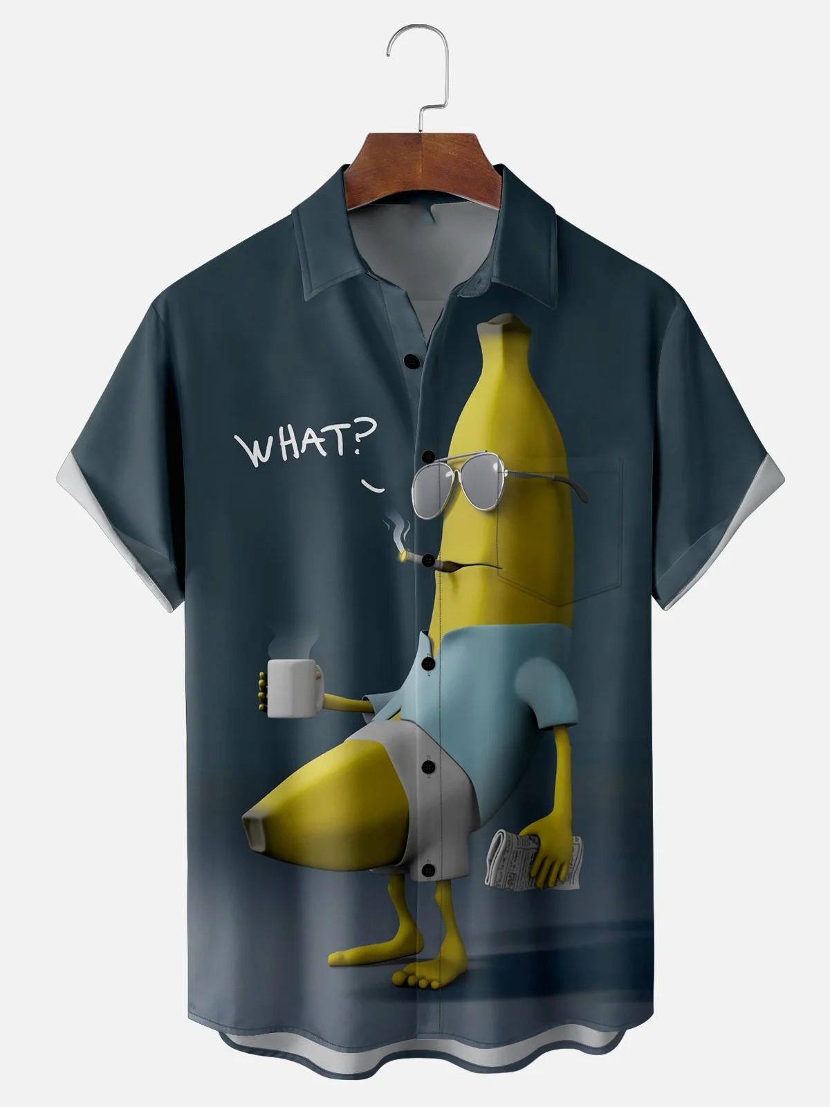 Banana Fruit Funny Chest Pocket Casual Shirt-1