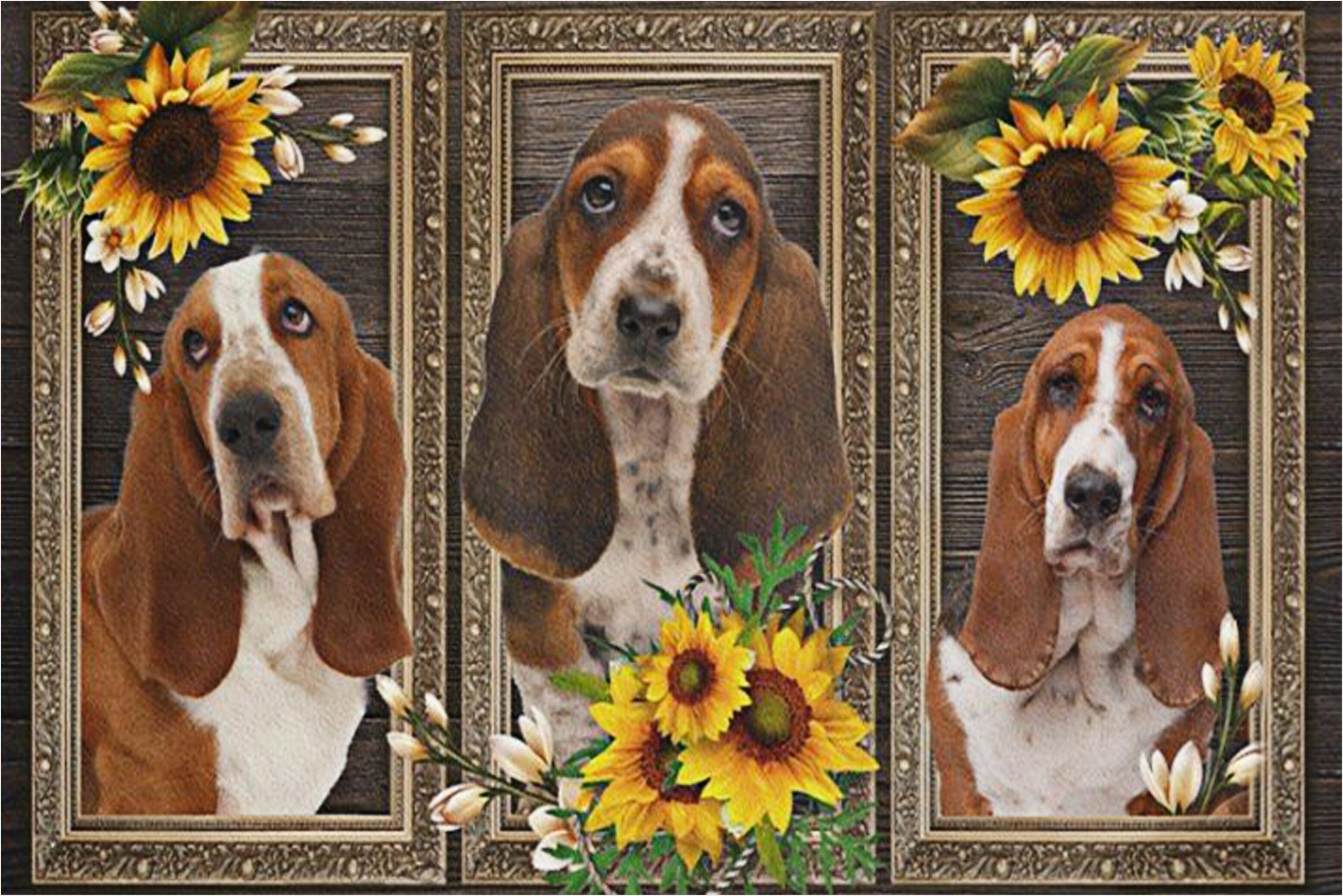 Basset Hound Sunflowers Doormat Dog Pet Lovers Basset Hound Merchandise Gifts Items-1