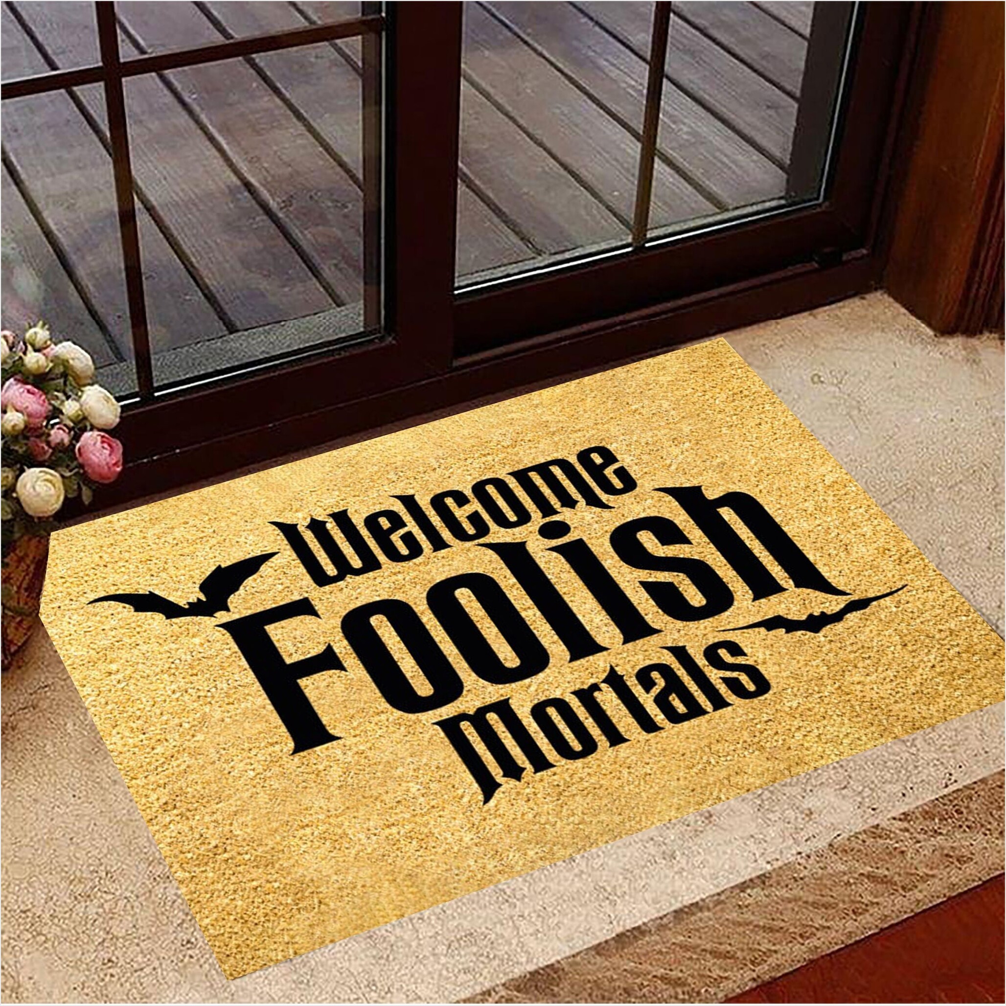 Bat Welcome Foolish Mortals Doormat Vintage Doormat Halloween House Decor Gifts For Friends-1