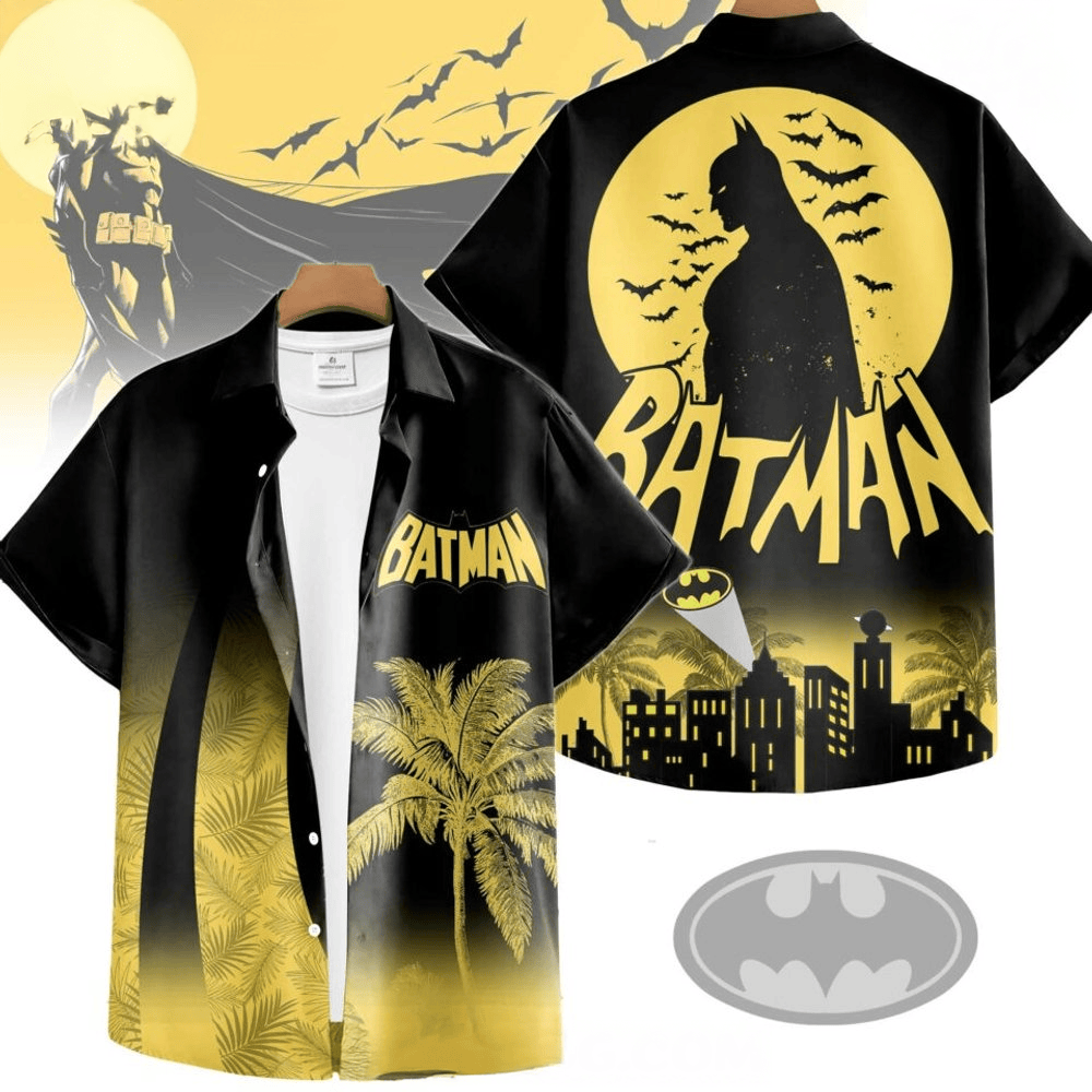 Batman Gotham Nights Hawaiian Shirt Batman Merch First Fathers Day Gift Ideas-1
