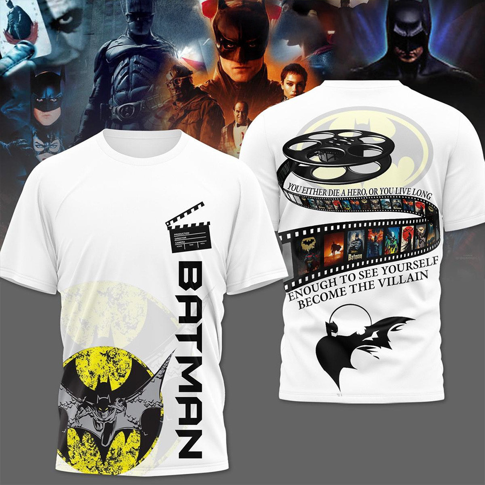 Batman You Either Die A Hero Or You Live Long T-Shirt Batman Merch Top Father's Day Gifts-1