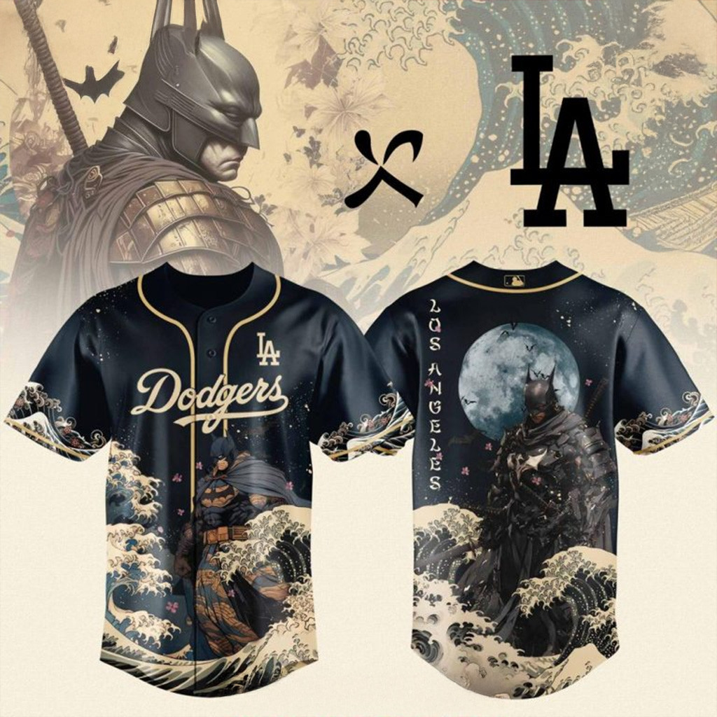 Batman x Los Angeles Dodgers Baseball Jersey MLB Merch Gifts For Baseball Fans-1