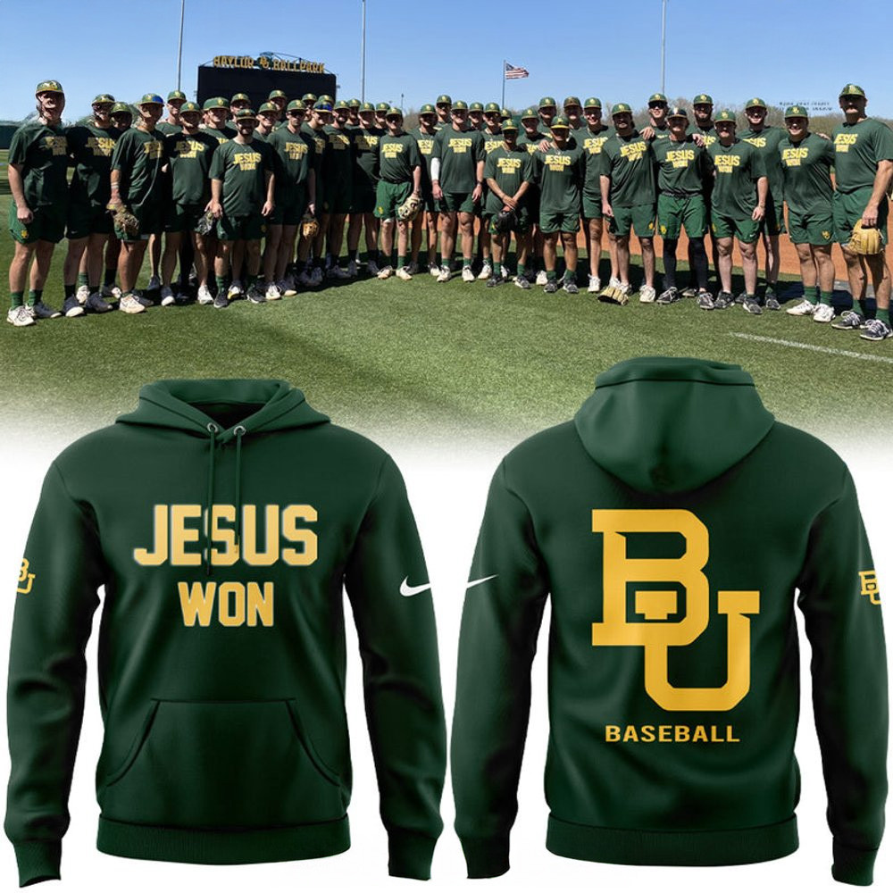 Baylor Bears Baseball Jesus Won Hoodie Baylor Bears Merch Father'sDay Present Ideas-1