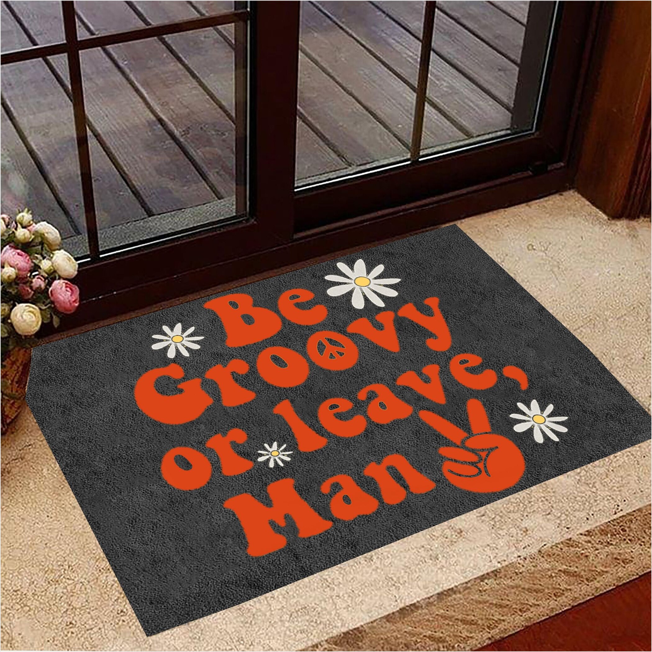 Be Groovy Or Leave Man Doormat Hippie Bob Dylan Welcome Mat Funny Sayings Gifts For Friends-1