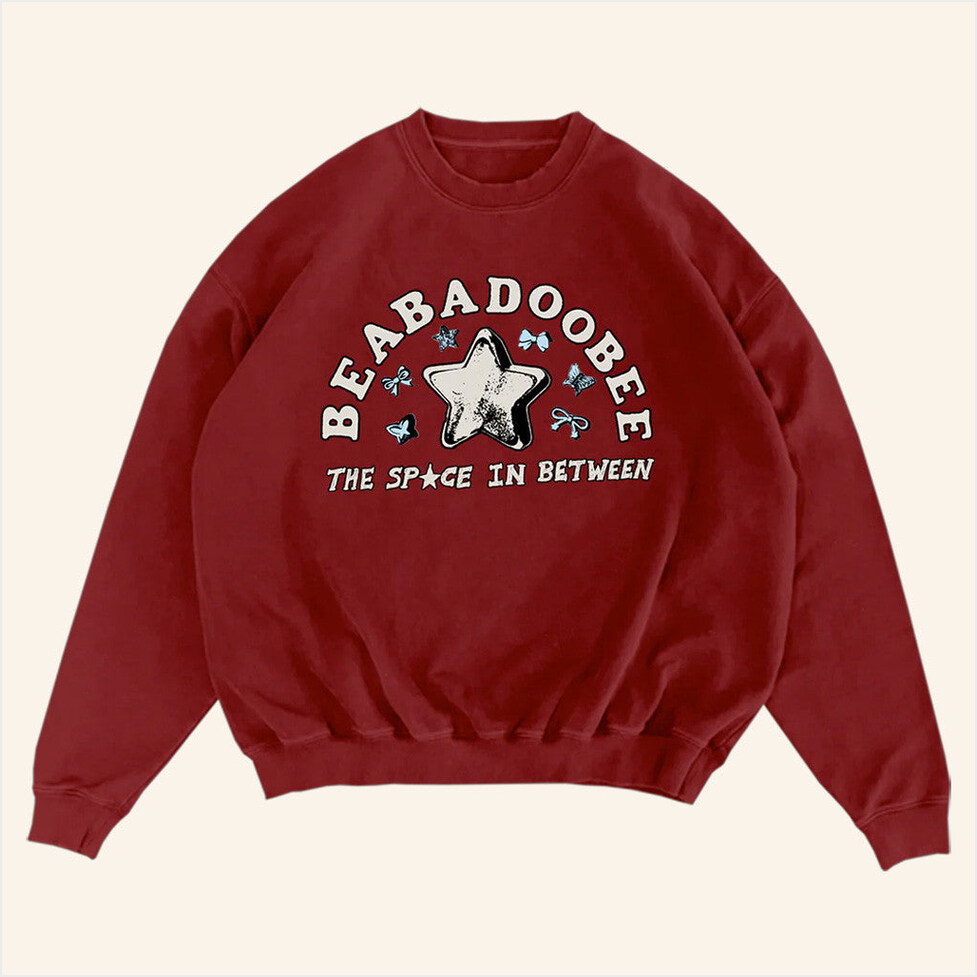 Beabadoobee Official Merch Red Star Crewneck Sweatshirt Gifts For Her Gifts For Friends-1