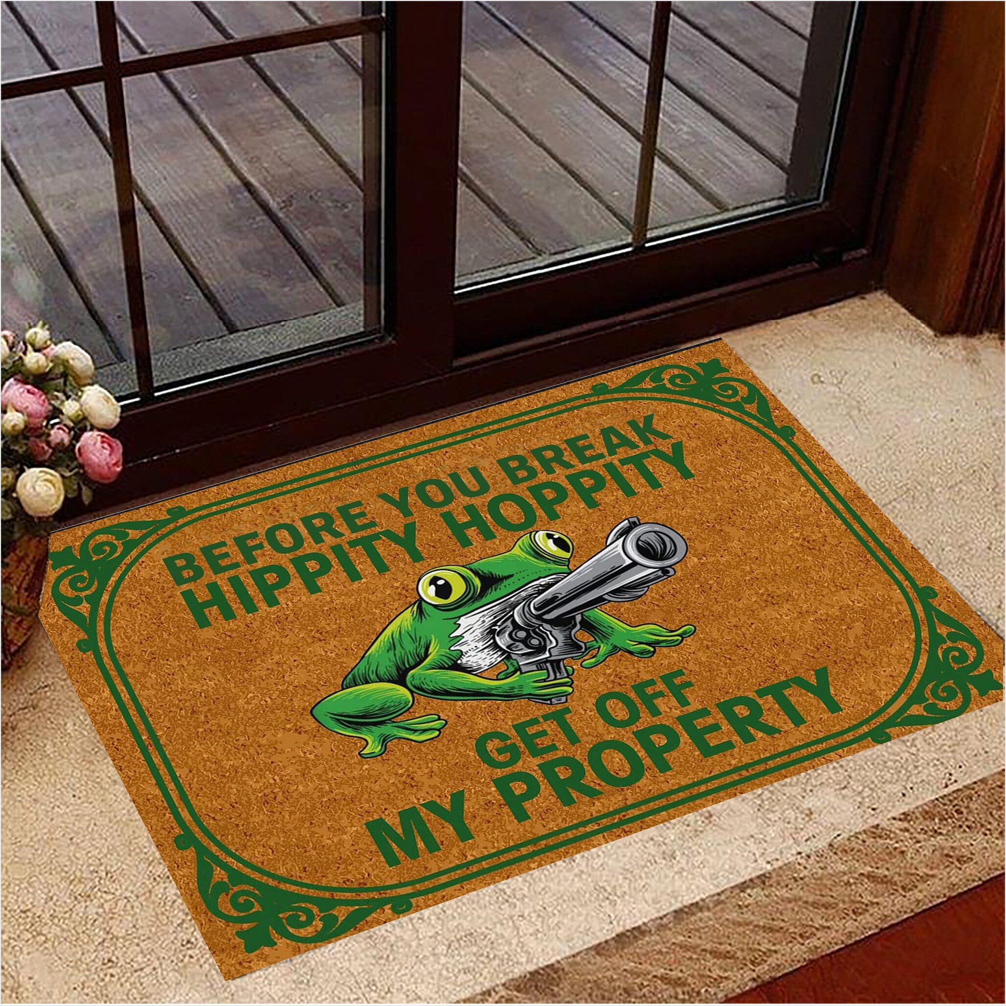 Before You Break Hippity Hoppity Doormat Get Off My Property Funny Welcome Mat Gifts For Fans-1