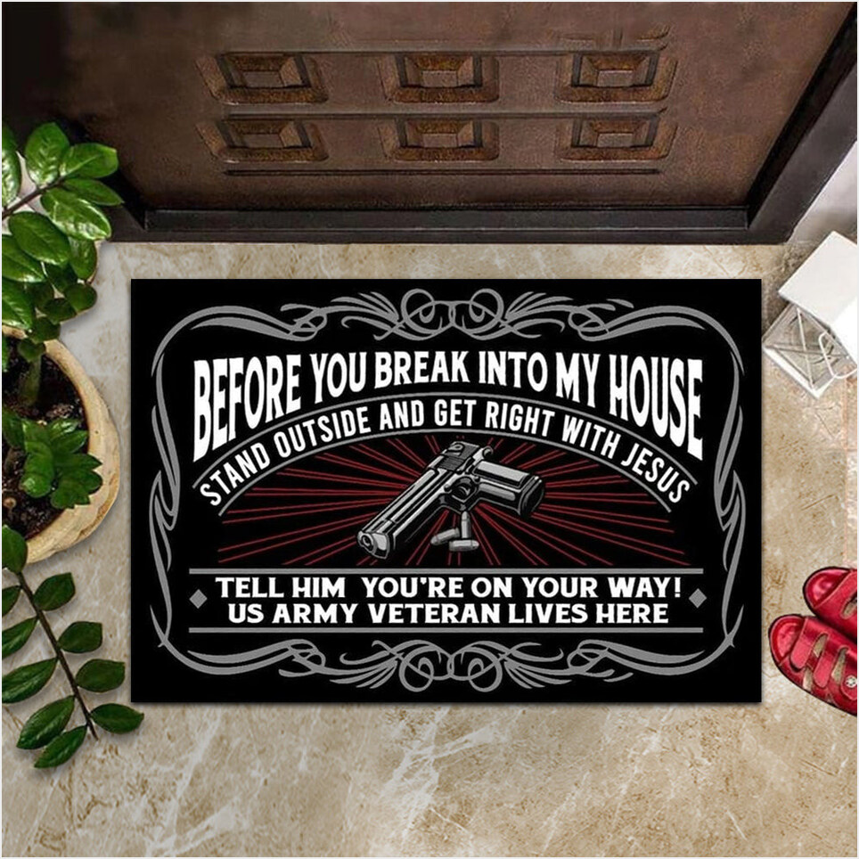 Before You Break Into My House Doormat Funny Front Door Mats Pro Gun Rights Merch Gifts For BFF-1