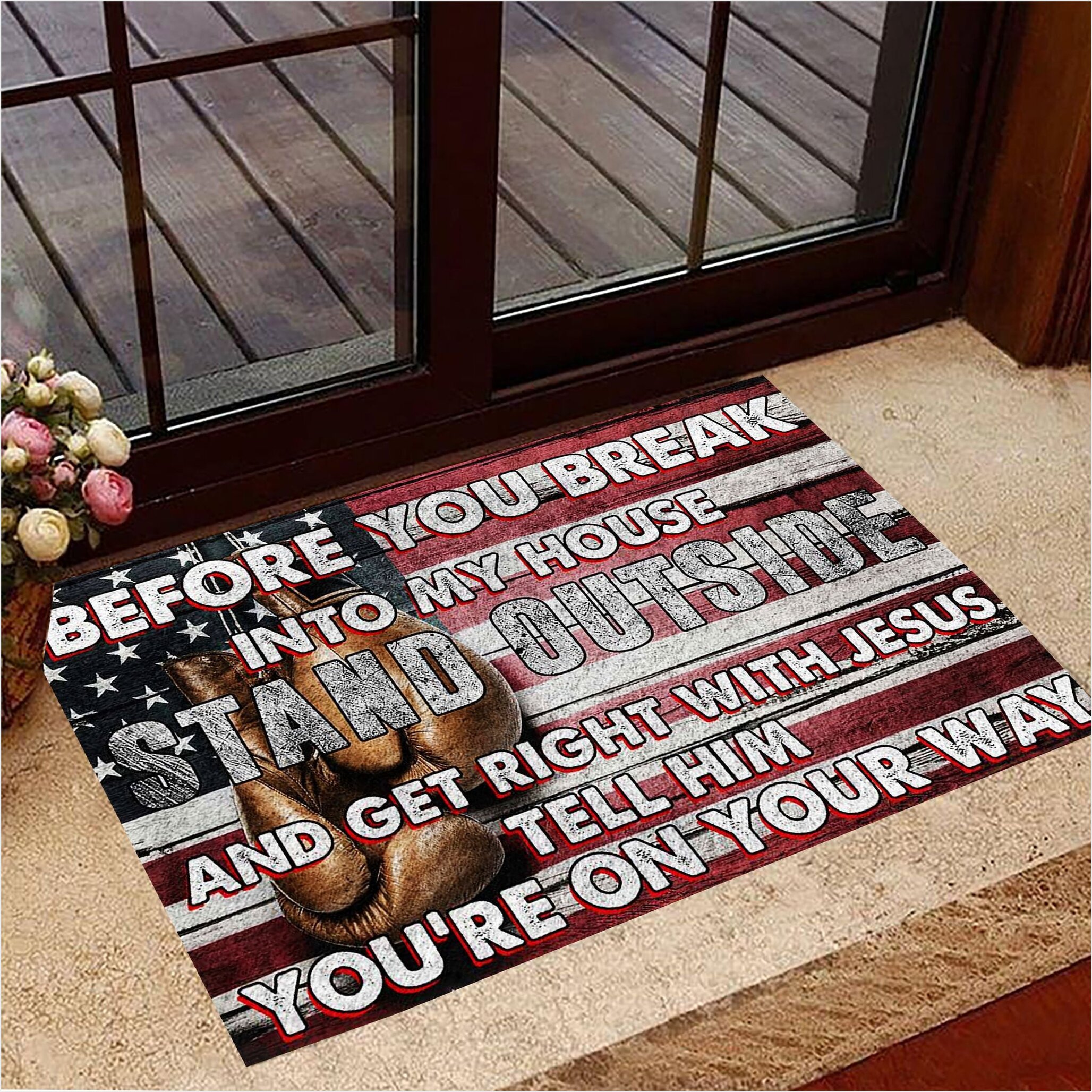 Before You Break Into My House Stand Outside Doormat Boxing Lovers Funny Doormat Sayings-1