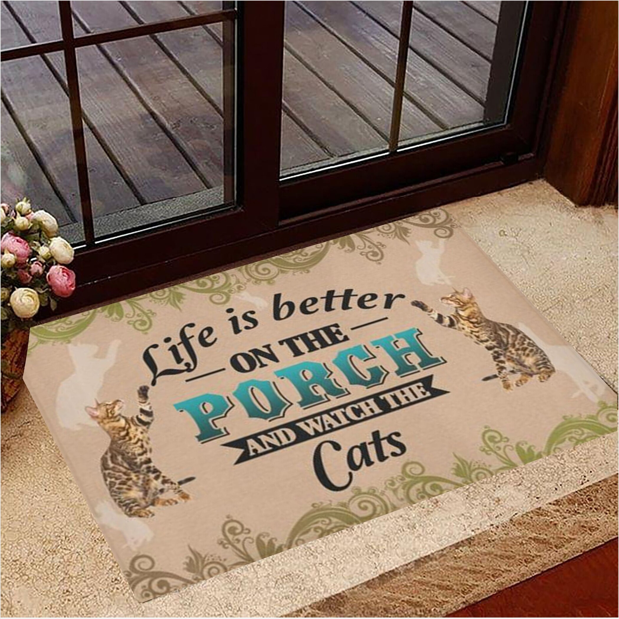Bengal Life Is Better On Porch And Watch The Cats Doormat Indoor Welcome Mat Home Decoration-1