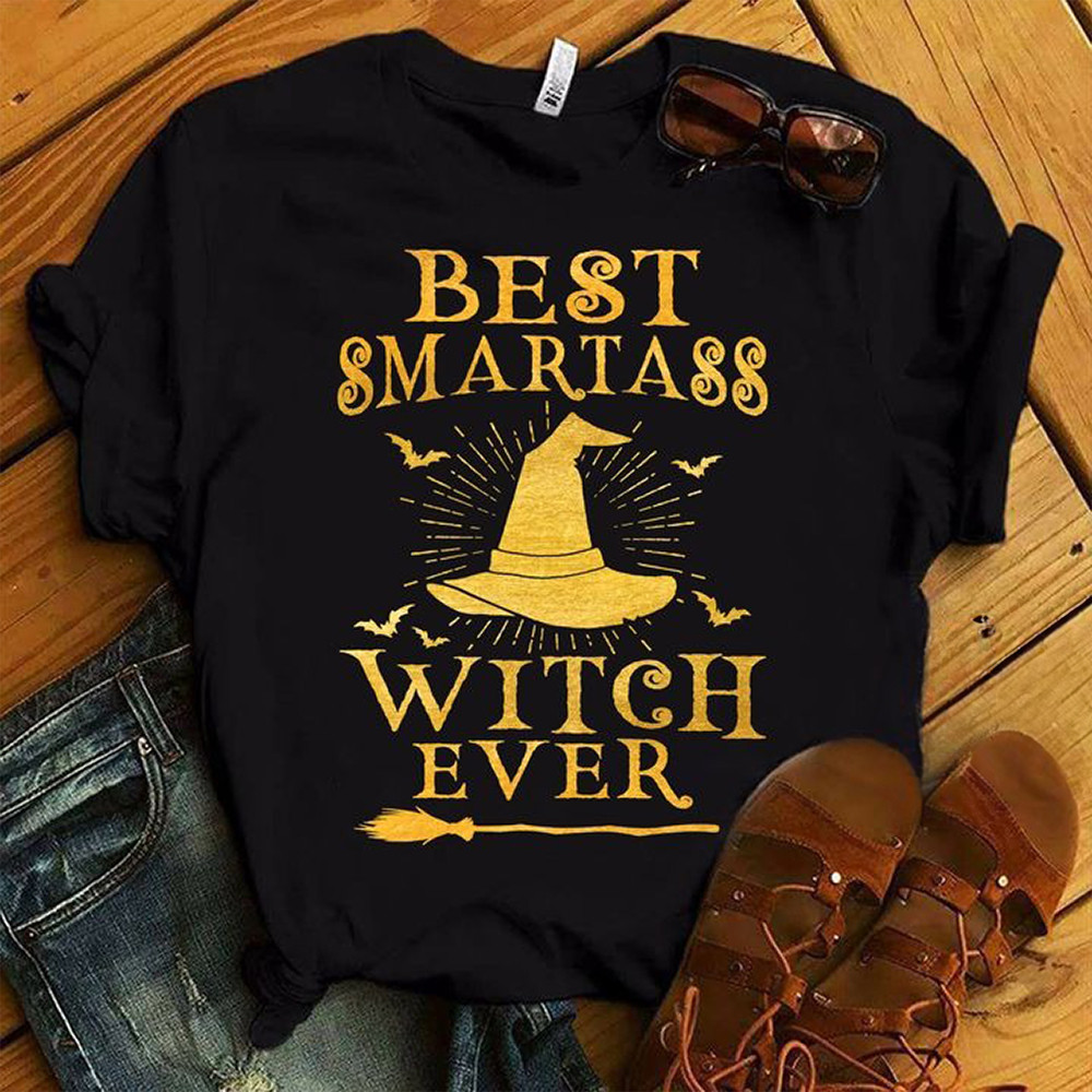 Best Smatess Witch Ever Halloween Shirt Ladies Womens Funny Witch Shirt Sayings-1