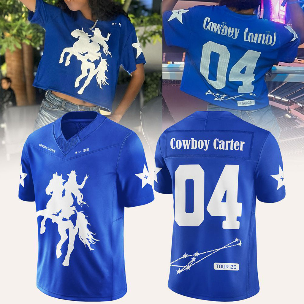 Beyonce Cowboy Carter Tour 2025 Jersey Blue Fan Merch Gifts For Dad-1