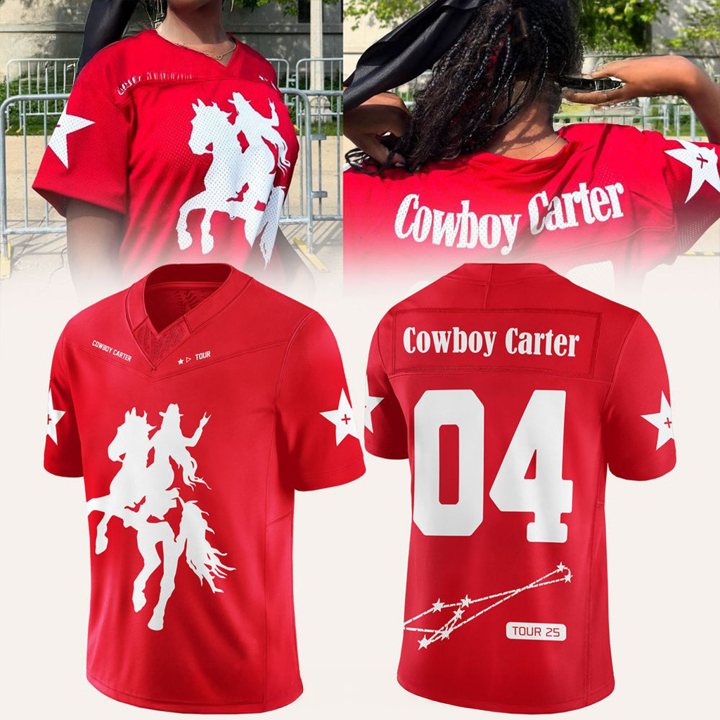 Beyonce Cowboy Carter Tour 2025 Jersey Red Fan Merch Gifts For Mom-1