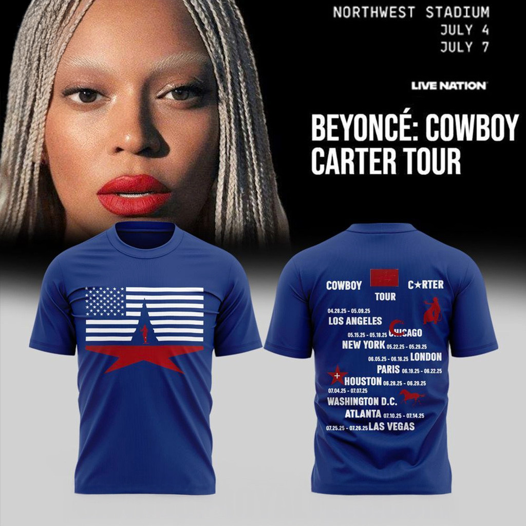 Beyonce X Washington DC Cowboy Carter Tour Blue T-Shirt Fan Merch Gifts For Him-1